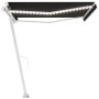 Toldo retráctil manual con LED gris antracita 450x300 cm