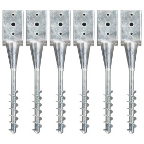 Erdspieße 6 Stück Stahl verzinkt silber 9x9x56 cm von vidaXL, Spikes zur Verankerung im Boden - Ref: Foro24-145440, Preis: 99...