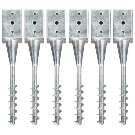 Erdspieße 6 Stück Stahl verzinkt silber 9x9x56 cm von vidaXL, Spikes zur Verankerung im Boden - Ref: Foro24-145440, Preis: 99...