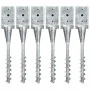 Ground spikes 6 units galvanized steel silver 9x9x56 cm by vidaXL, Spikes for anchoring in the ground - Ref: Foro24-145440, P...