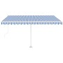 Toldo de pie automático azul y blanco 450x300 cm