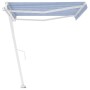 Toldo de pie automático azul y blanco 450x300 cm