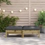 Taburetes de jardín con cojines 2 uds madera de pino impregnada