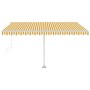 Toldo de pie automático amarillo y blanco 450x300 cm