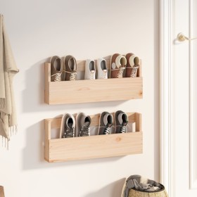 Wall shoe racks 2 pcs pine wood 59x9x23 cm by vidaXL, Shoe racks and shoe organizers - Ref: Foro24-833273, Price: 34,24 €, Di...