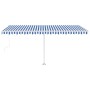 Toldo de pie automático azul y blanco 500x300 cm