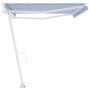 Toldo de pie automático azul y blanco 500x300 cm