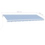 Toldo de pie automático azul y blanco 500x300 cm