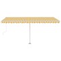 Toldo de pie automático amarillo y blanco 500x300 cm