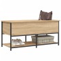 Banco almacenaje madera ingeniería roble Sonoma 100x42,5x47 cm
