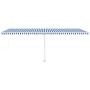 Toldo retráctil manual con luz LED azul y blanco 600x300 cm