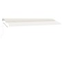 Toldo retráctil manual con luz LED color crema 600x300 cm