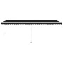 Toldo retráctil manual con luz LED gris antracita 600x300 cm