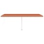 Toldo manual retráctil con luz LED naranja y marrón 600x300 cm