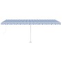 Toldo de pie automático azul y blanco 600x300 cm