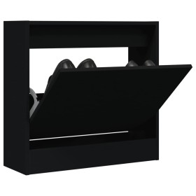Zapatero de madera de ingeniería negro 60x21x57 cm Zapatero de madera de ingeniería negro 60x21x57 cm