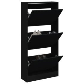 Zapatero de madera de ingeniería negro 60x21x125,5 cm en Zapateros y organizadores de calzado | Comprar online en Foro24