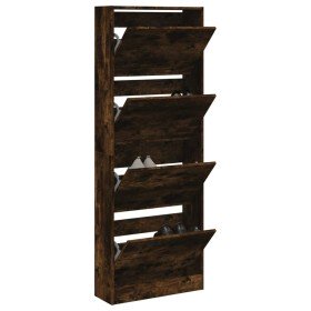 Zapatero de madera de ingeniería roble ahumado 60x21x163,5 cm en Zapateros y organizadores de calzado | Comprar online en Foro24