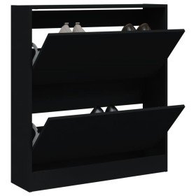 Zapatero de madera de ingeniería negro 80x21x87,5 cm en Zapateros y organizadores de calzado | Comprar online en Foro24