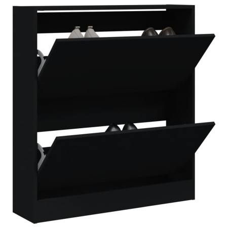 Zapatero de madera de ingeniería negro 80x21x87,5 cm