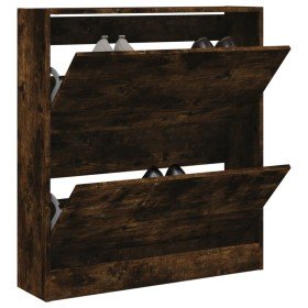 Zapatero de madera de ingeniería roble ahumado 80x21x87,5 cm en Zapateros y organizadores de calzado | Comprar online en Foro24