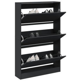Zapatero de madera de ingeniería negro 80x21x125,5 cm en Zapateros y organizadores de calzado | Comprar online en Foro24