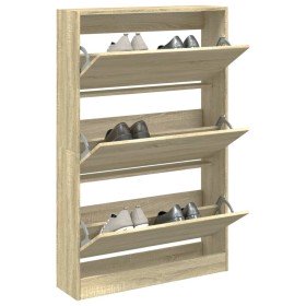 Zapatero de madera de ingeniería roble Sonoma 80x21x125,5 cm en Zapateros y organizadores de calzado | Comprar online en Foro24