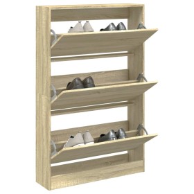 Zapatero de madera de ingeniería roble Sonoma 80x21x125,5 cm Zapatero de madera de ingeniería roble Sonoma 80x21x125,5 cm