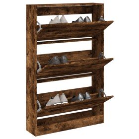 Zapatero de madera de ingeniería roble ahumado 80x21x125,5 cm en Zapateros y organizadores de calzado | Comprar online en Foro24