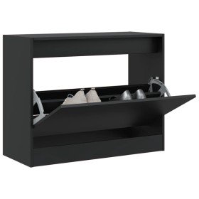 Zapatero de madera de ingeniería negro 80x34x63 cm en Zapateros y organizadores de calzado | Comprar online en Foro24