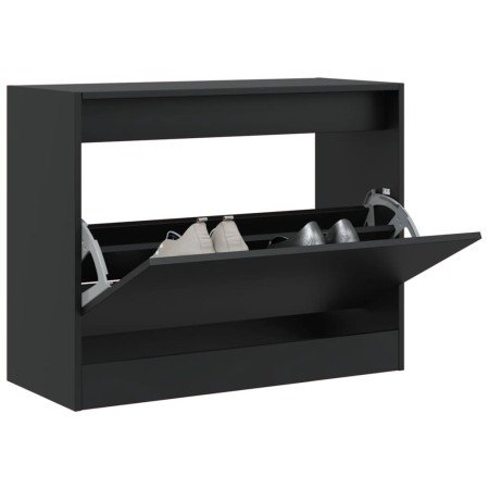 Zapatero de madera de ingeniería negro 80x34x63 cm en Zapateros y organizadores de calzado | Comprar online en Foro24