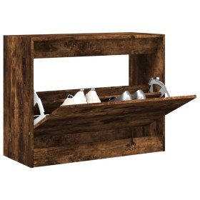 Zapatero de madera de ingeniería roble ahumado 80x34x63 cm en Zapateros y organizadores de calzado | Comprar online en Foro24