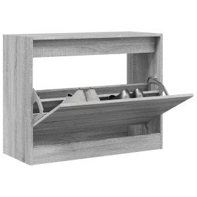 Zapatero de madera de ingeniería gris Sonoma 80x34x63 cm en Zapateros y organizadores de calzado | Comprar online en Foro24