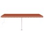 Toldo automático LED sensor de viento naranja marrón 600x300 cm