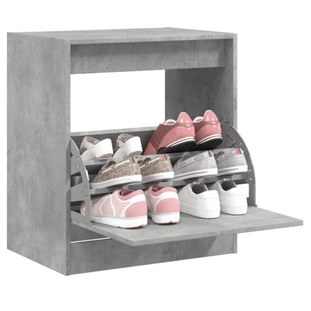 Mueble zapatero madera contrachapada gris hormigón 70x36x60 cm
