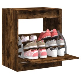 Zapatero de madera de ingeniería roble ahumado 60x42x69 cm en Zapateros y organizadores de calzado | Comprar online en Foro24