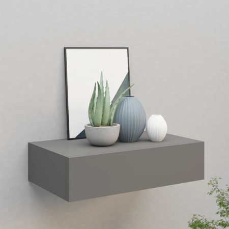 Wall-mounted gray MDF shelf with drawer 40x23.5x10 cm by vidaXL, Shelves and shelves - Ref: Foro24-330245, Price: 49,82 €, Di...