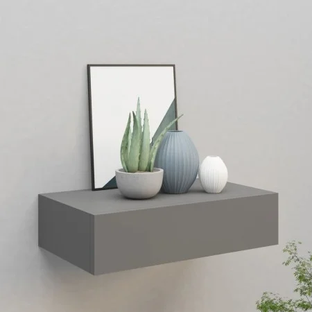 Wall-mounted gray MDF shelf with drawer 40x23.5x10 cm by vidaXL, Shelves and shelves - Ref: Foro24-330245, Price: 50,47 €, Di...