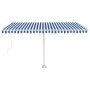 Toldo de pie manual retráctil azul y blanco 400x350 cm