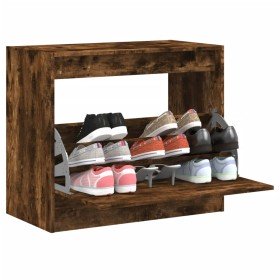 Zapatero de madera de ingeniería roble ahumado 80x42x69 cm en Zapateros y organizadores de calzado | Comprar online en Foro24