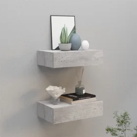 Wandregal mit Schublade 2 Stk. MDF betongrau 40x23,5x10cm von vidaXL, Regale und Regale - Ref: Foro24-330252, Preis: 70,17 €,...
