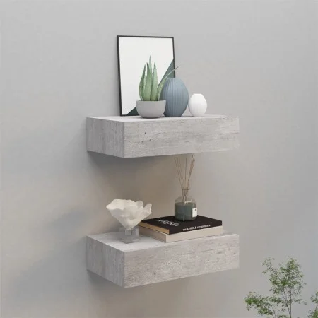 Wall shelf with drawer 2 pcs MDF concrete gray 40x23.5x10cm by vidaXL, Shelves and shelves - Ref: Foro24-330252, Price: 67,29...