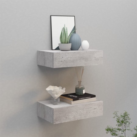 Wandregal mit Schublade 2 Stk. MDF betongrau 40x23,5x10cm von vidaXL, Regale und Regale - Ref: Foro24-330252, Preis: 68,20 €,...