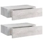 Estante de pared con cajón 2 uds MDF gris hormigón 40x23,5x10cm de vidaXL, Estantes y estanterías - Ref: Foro24-330252, Preci...