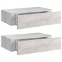 Wandregal mit Schublade 2 Stk. MDF betongrau 40x23,5x10cm von vidaXL, Regale und Regale - Ref: Foro24-330252, Preis: 68,20 €,...