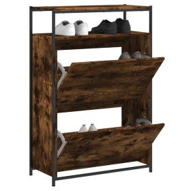 Zapatero de madera contrachapada roble ahumado 75x34x112 cm en Zapateros y organizadores de calzado | Comprar online en Foro24