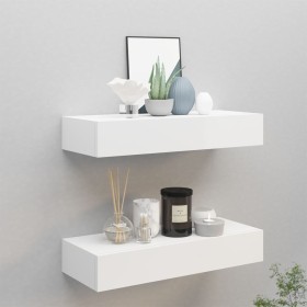 Wandregale mit Schublade 2 Stück MDF weiß 60x23,5x10 cm von vidaXL, Regale und Regale - Ref: Foro24-330256, Preis: 80,07 €, R...