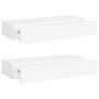 Wall shelves with drawer 2 pcs MDF white 60x23.5x10 cm by vidaXL, Shelves and shelves - Ref: Foro24-330256, Price: 79,05 €, D...