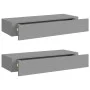 Wall shelves with drawer 2 pcs MDF gray 60x23.5x10 cm by vidaXL, Shelves and shelves - Ref: Foro24-330260, Price: 94,88 €, Di...