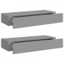 Wandregale mit Schublade 2 Stück MDF grau 60x23,5x10 cm von vidaXL, Regale und Regale - Ref: Foro24-330260, Preis: 91,44 €, R...